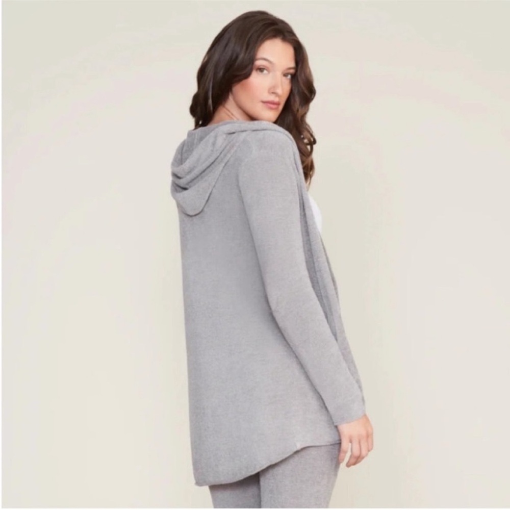 BAREFOOT DREAMS Cozy Chic Ultra Lite Hooded Cardi Dove Grey Women’s Large - Picture 2 of 7